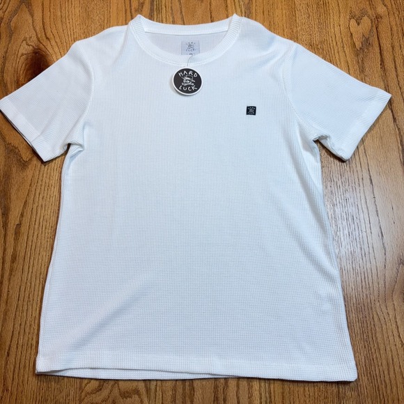 Other - NWT Hard Luck T Shirt Men's Small Waffle Knit Short Sleeve Thermal‎ White Skater
